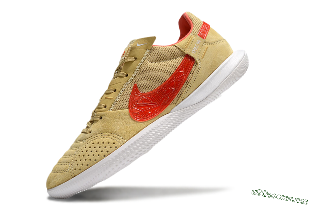 Men's Nike Street Gato IC Football Shoes - Khaki/Red/White 5