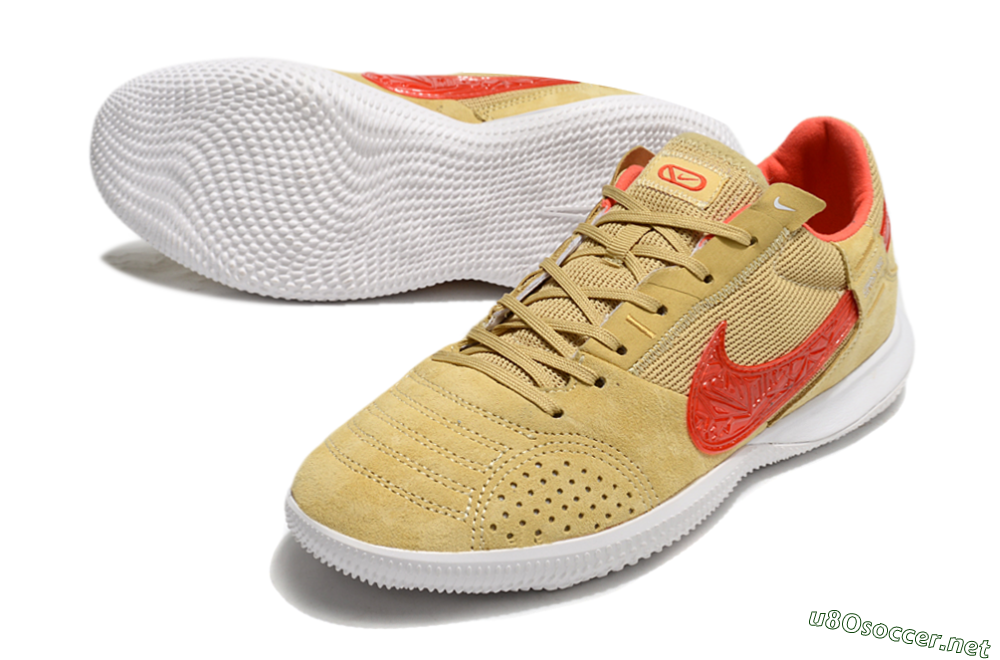 Men's Nike Street Gato IC Football Shoes - Khaki/Red/White 3