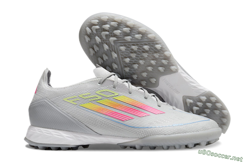 Men's Adidas F50 Pro TF Football Shoes - Grey/Gold/Pink 2