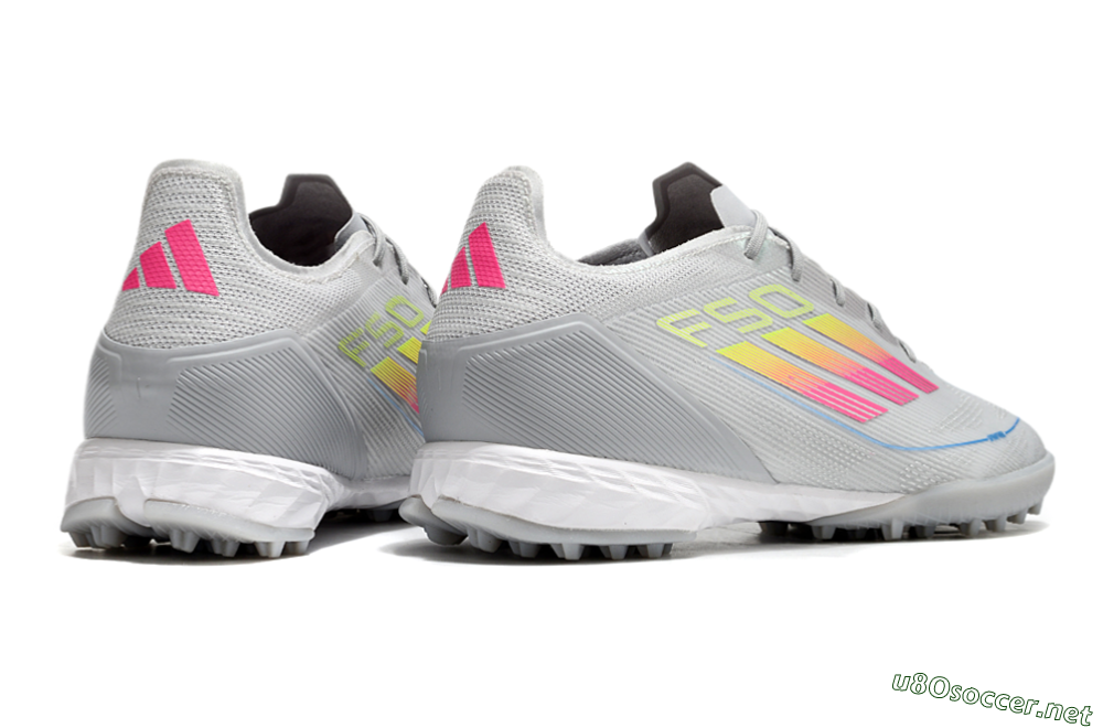Men's Adidas F50 Pro TF Football Shoes - Grey/Gold/Pink 6