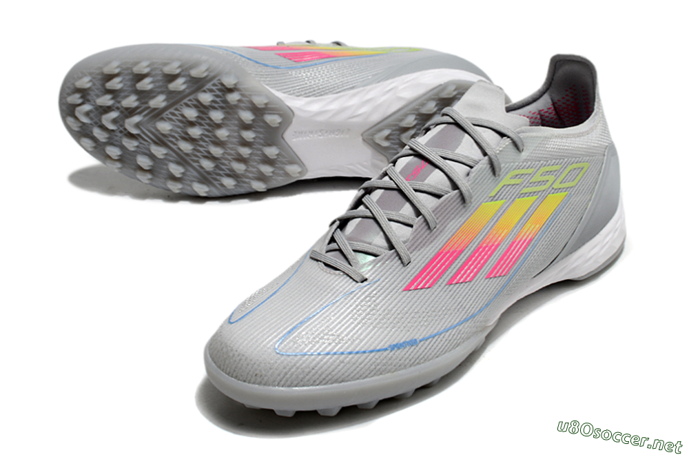 Men's Adidas F50 Pro TF Football Shoes - Grey/Gold/Pink 3