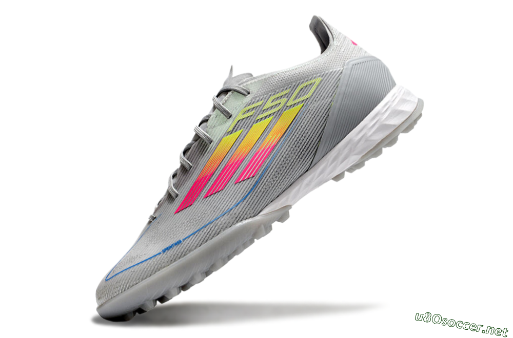 Men's Adidas F50 Pro TF Football Shoes - Grey/Gold/Pink 5