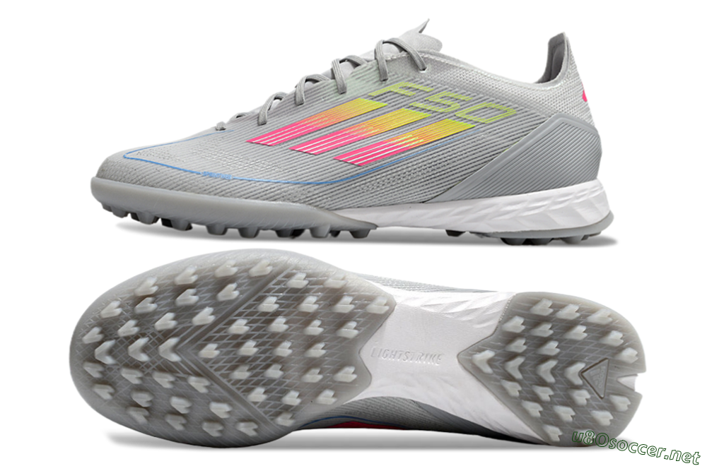 Men's Adidas F50 Pro TF Football Shoes - Grey/Gold/Pink 1