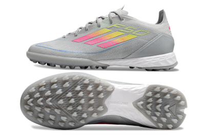 Men's Adidas F50 Pro TF Football Shoes - Grey/Gold/Pink
