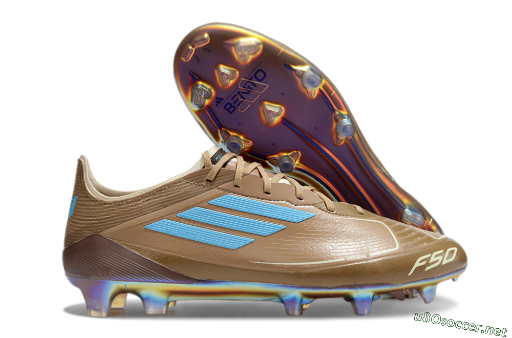 Men's Messi x Adidas F50 Elite FG Football Boots - Brown/White/Blue 2