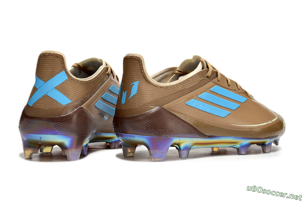 Men's Messi x Adidas F50 Elite FG Football Boots - Brown/White/Blue 6