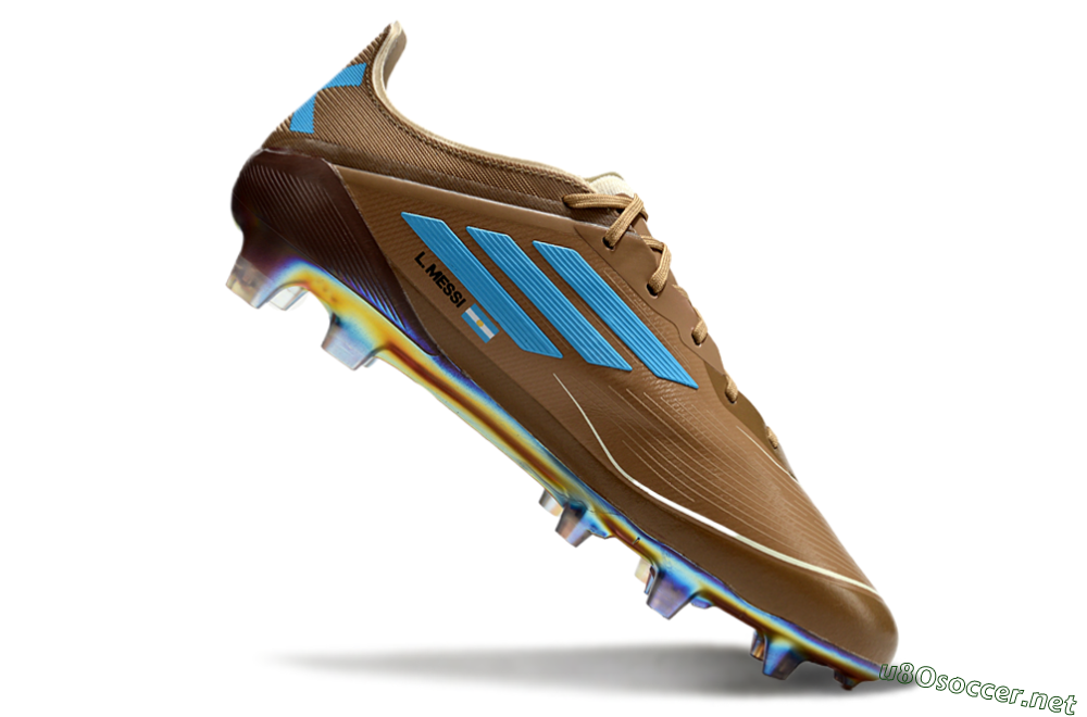 Men's Messi x Adidas F50 Elite FG Football Boots - Brown/White/Blue 4