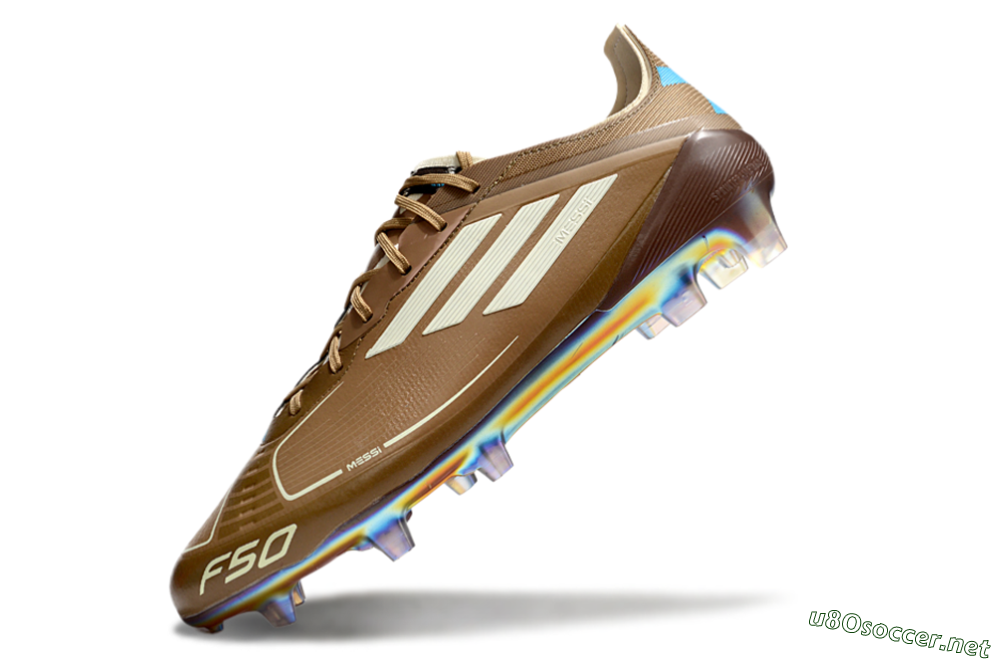 Men's Messi x Adidas F50 Elite FG Football Boots - Brown/White/Blue 5