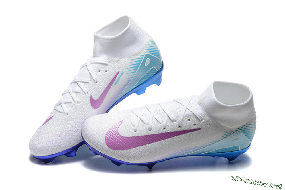Men's Nike Air Zoom Mercurial Superfly 10 Elite FG Football Boots - White/Purple/Blue 6