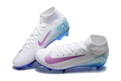 Men's Nike Air Zoom Mercurial Superfly 10 Elite FG Football Boots - White/Purple/Blue