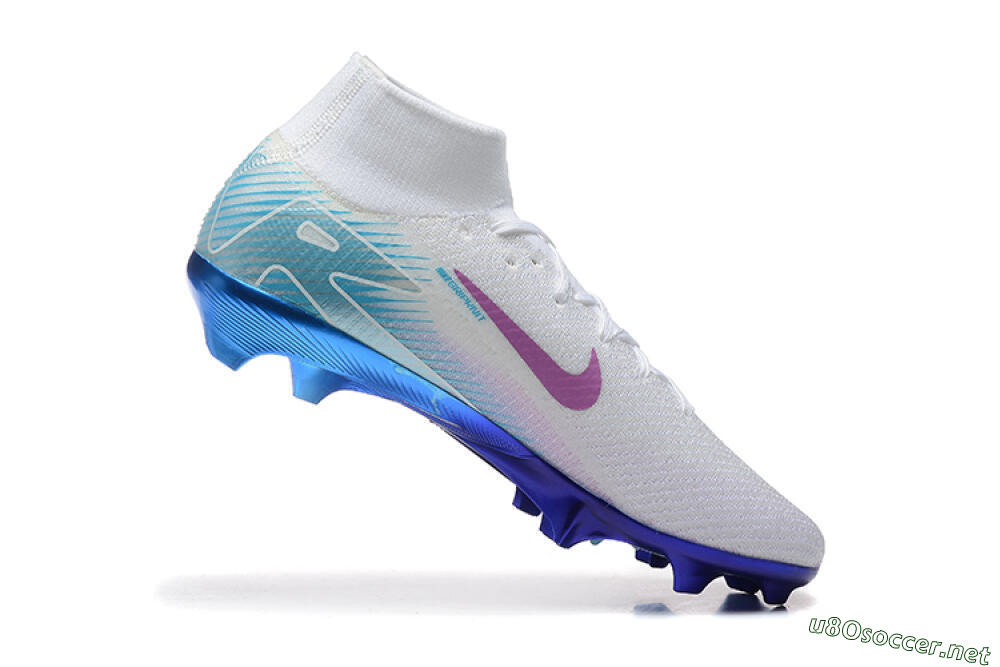 Men's Nike Air Zoom Mercurial Superfly 10 Elite FG Football Boots - White/Purple/Blue 7