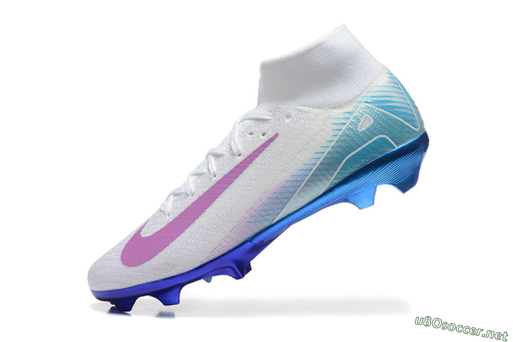 Men's Nike Air Zoom Mercurial Superfly 10 Elite FG Football Boots - White/Purple/Blue 8