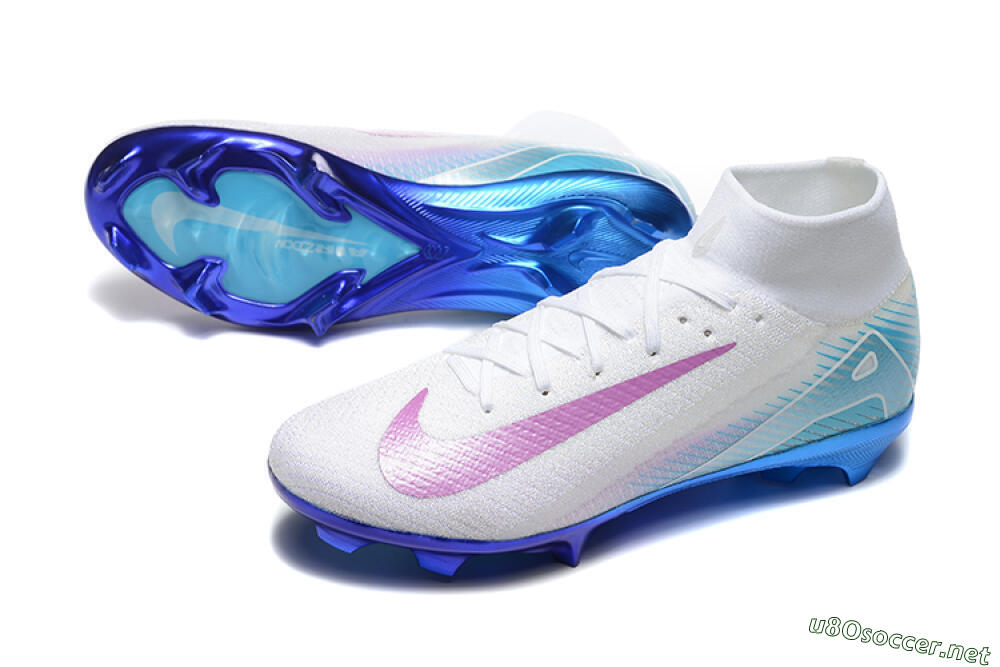 Men's Nike Air Zoom Mercurial Superfly 10 Elite FG Football Boots - White/Purple/Blue 3
