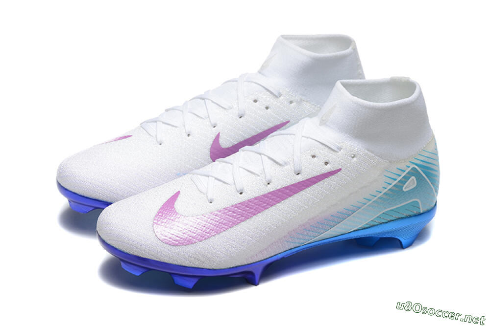 Men's Nike Air Zoom Mercurial Superfly 10 Elite FG Football Boots - White/Purple/Blue 5