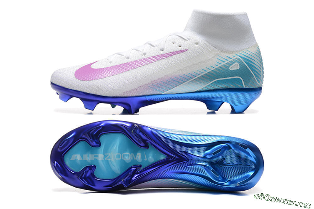Men's Nike Air Zoom Mercurial Superfly 10 Elite FG Football Boots - White/Purple/Blue 1