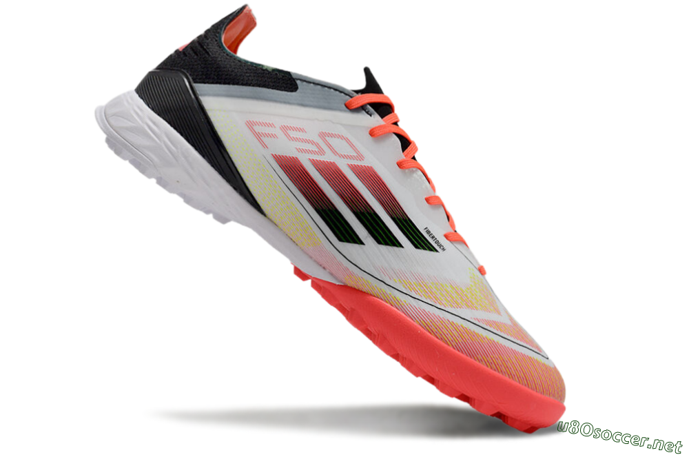 Men's Adidas F50 Elite TF Football Shoes - White/Red/Yellow 4