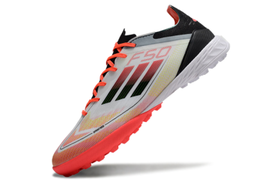 Men's Adidas F50 Elite TF Football Shoes - White/Red/Yellow