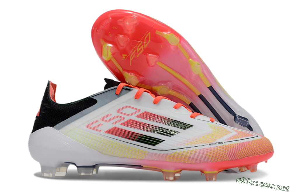 Men's Adidas F50 Elite FG Football Boots - White/Red/Yellow 2