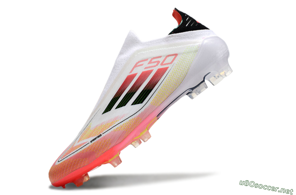 Men's Adidas F50 Elite Laceless FG Football Boots - White/Red/Yellow 5