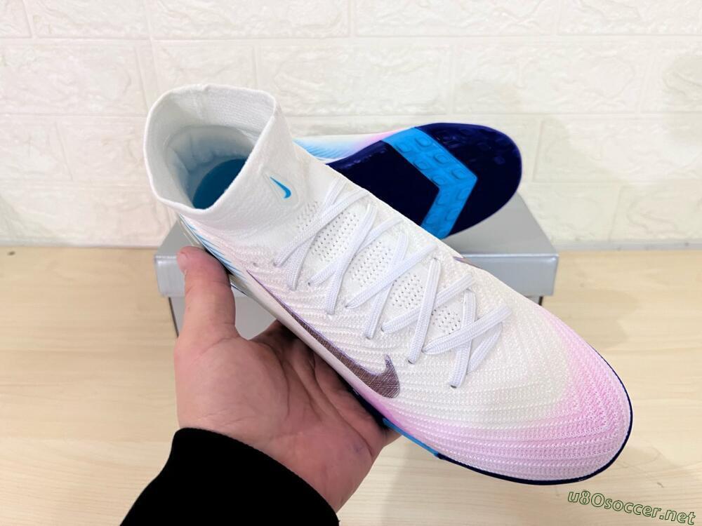 Unisex Nike Air Zoom Mercurial Superfly 10 Elite TF Football Shoes - White/Purple/Blue