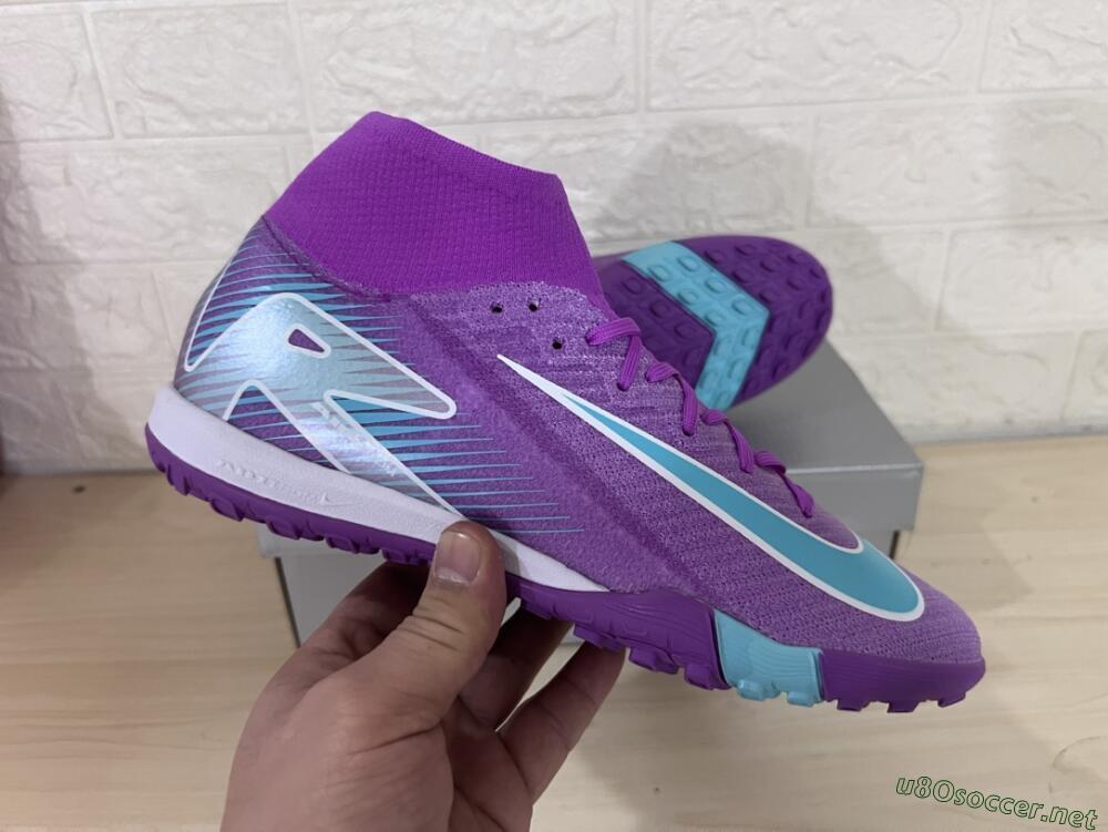Unisex Nike Air Zoom Mercurial Superfly 10 Elite TF Football Shoes - Purple/Jade/White