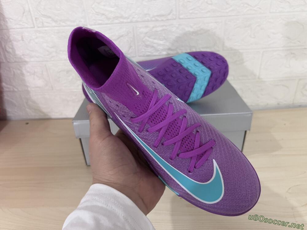 Unisex Nike Air Zoom Mercurial Superfly 10 Elite TF Football Shoes - Purple/Jade/White