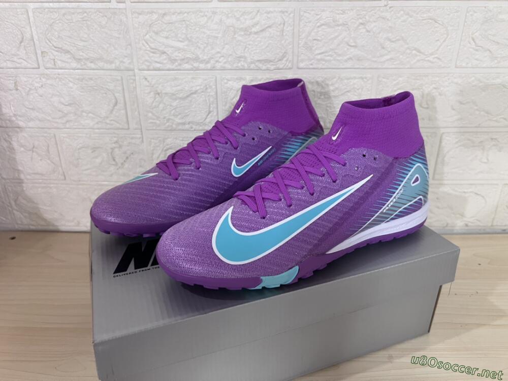 Unisex Nike Air Zoom Mercurial Superfly 10 Elite TF Football Shoes - Purple/Jade/White