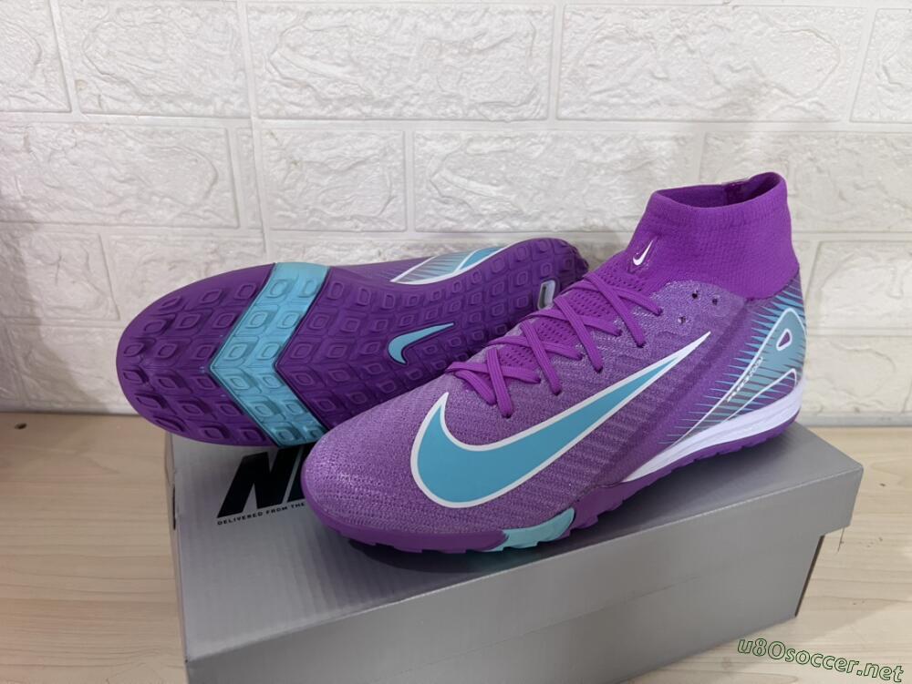 Unisex Nike Air Zoom Mercurial Superfly 10 Elite TF Football Shoes - Purple/Jade/White