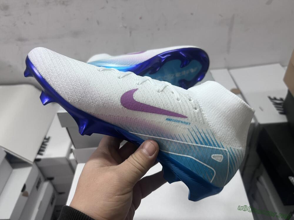 Unisex Nike Air Zoom Mercurial Superfly 10 Elite FG Football Boots - White/Purple/Blue