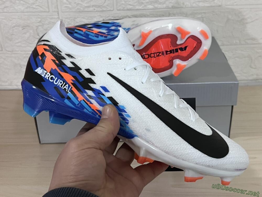 Unisex Nike Air Zoom Mercurial Vapor 16 Elite FG Football Boots - White/Black/Blue/Orange