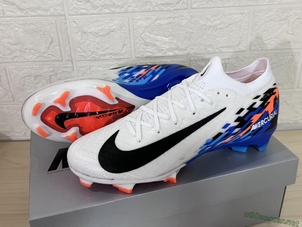 Unisex Nike Air Zoom Mercurial Vapor 16 Elite FG Football Boots - White/Black/Blue/Orange