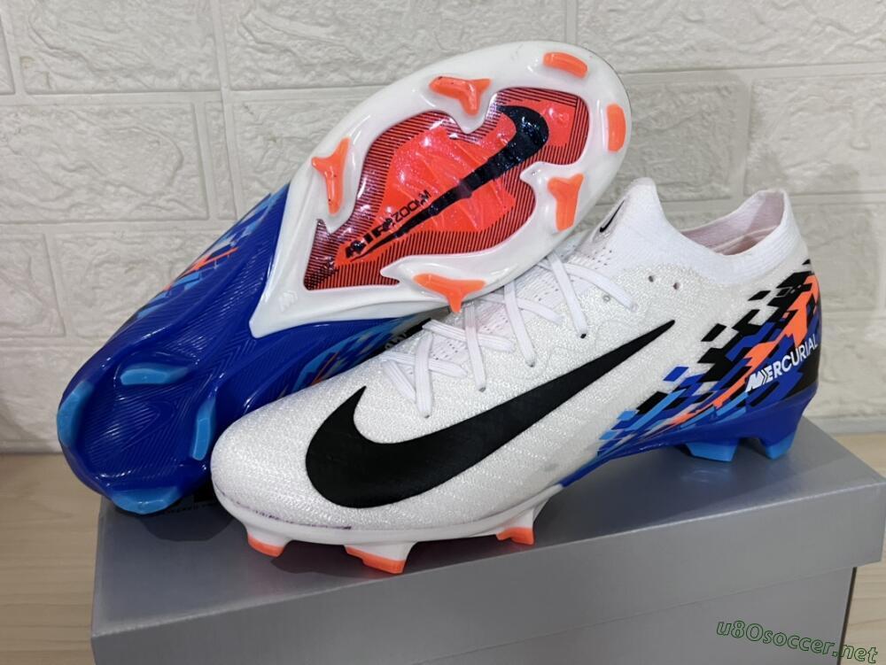 Unisex Nike Air Zoom Mercurial Vapor 16 Elite FG Football Boots - White/Black/Blue/Orange