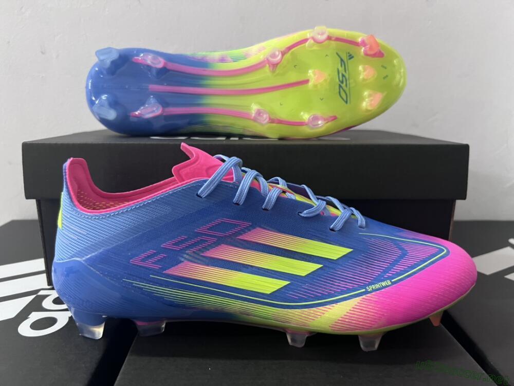 Men's Adidas F50 Elite TF Football Shoes - Blue/Pink/Yellow