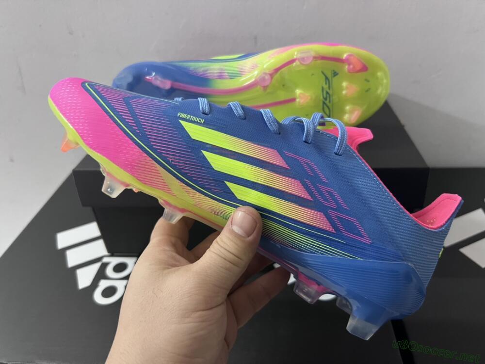 Men's Adidas F50 Elite TF Football Shoes - Blue/Pink/Yellow