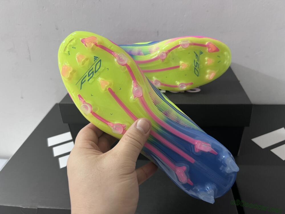 Men's Adidas F50 Elite TF Football Shoes - Blue/Pink/Yellow