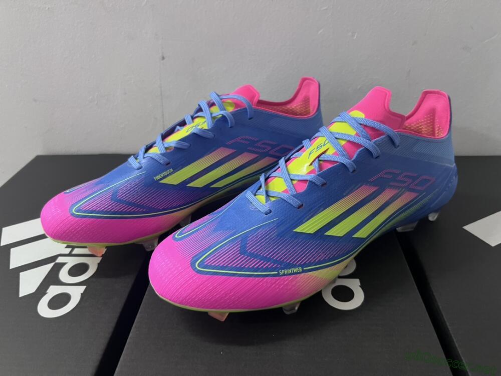 Men's Adidas F50 Elite TF Football Shoes - Blue/Pink/Yellow