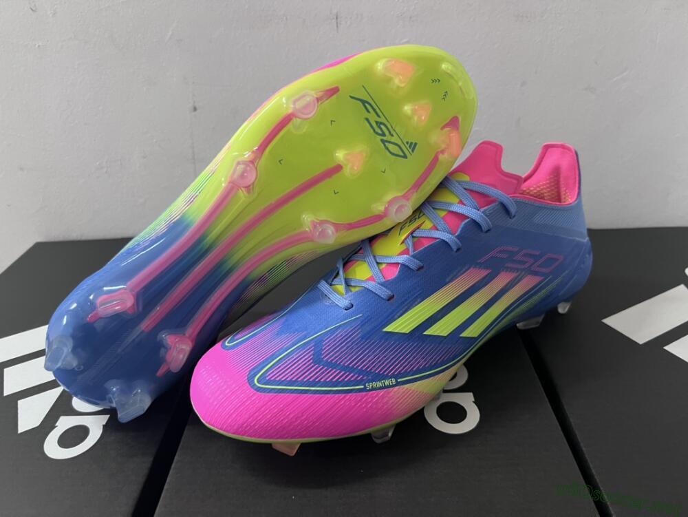 Men's Adidas F50 Elite TF Football Shoes - Blue/Pink/Yellow