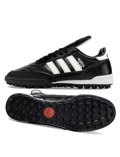 Men's Adidas Mundial Team Astro TF Football Shoes - Black/White