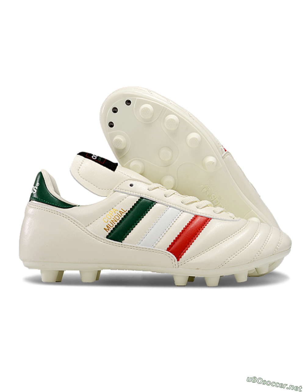 Men's Adidas Mundial Team Astro TF Football Shoes - Beige/Red/Green 2
