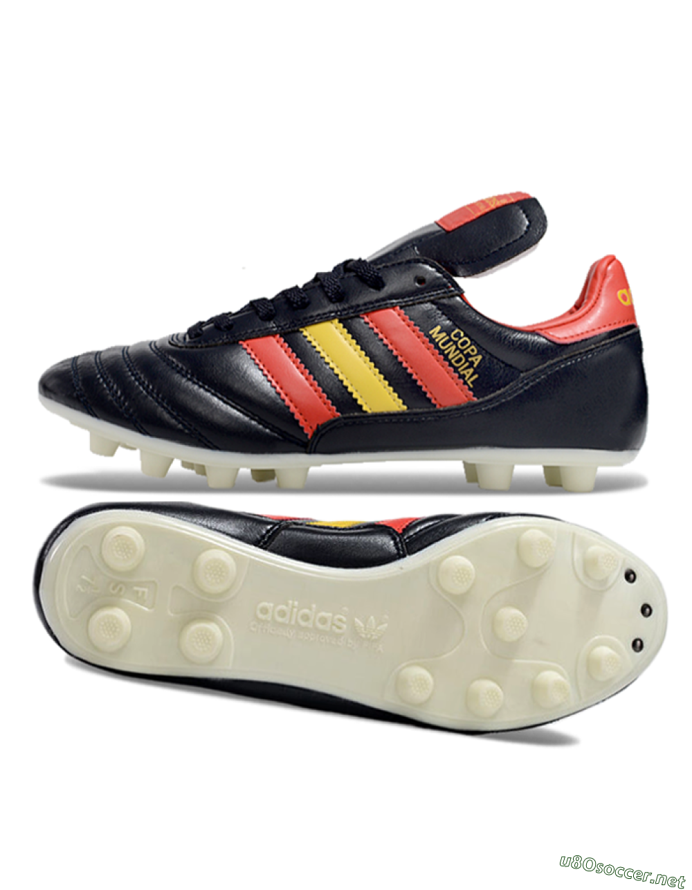 Men's Adidas Mundial Team Astro TF Football Shoes - Black/Red/Yellow 1