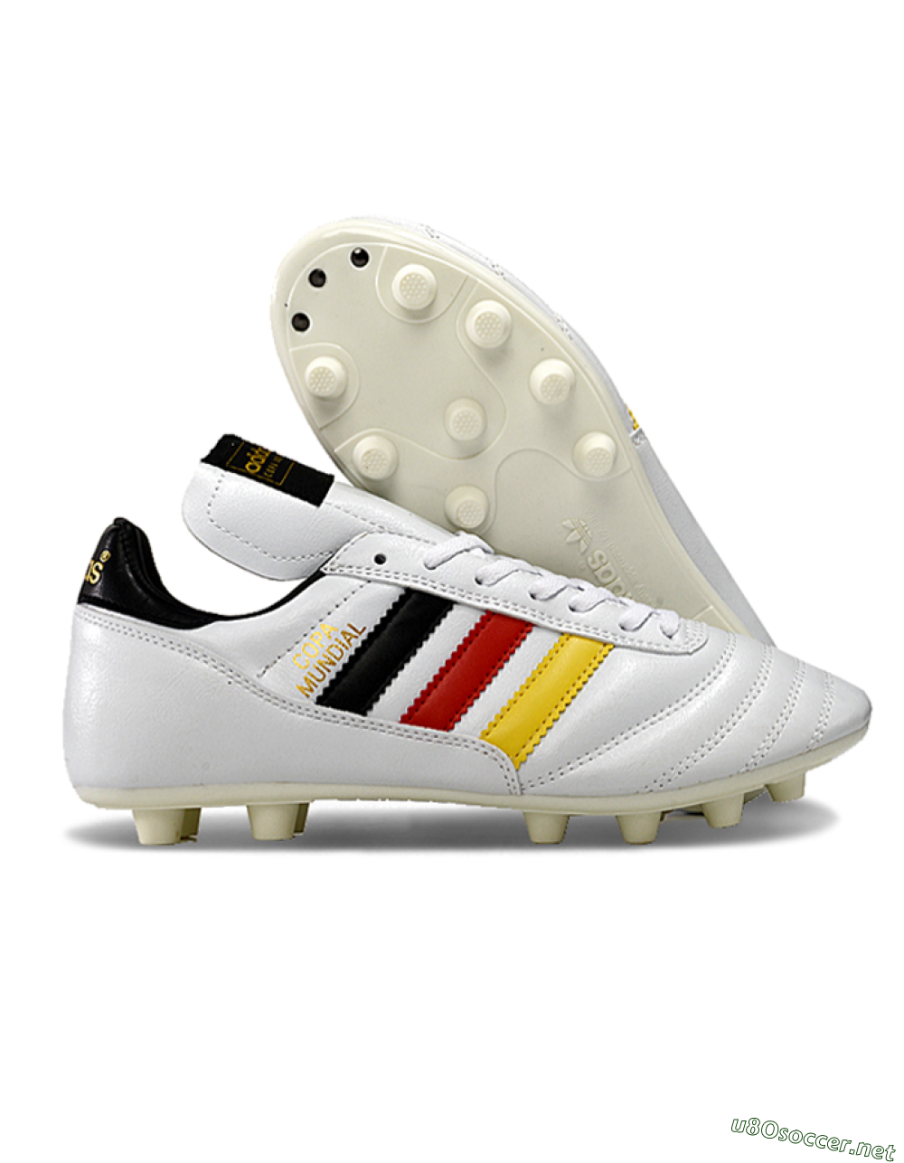 Men's Adidas Mundial Team Astro TF Football Shoes - White/Black/Red/Yellow 2