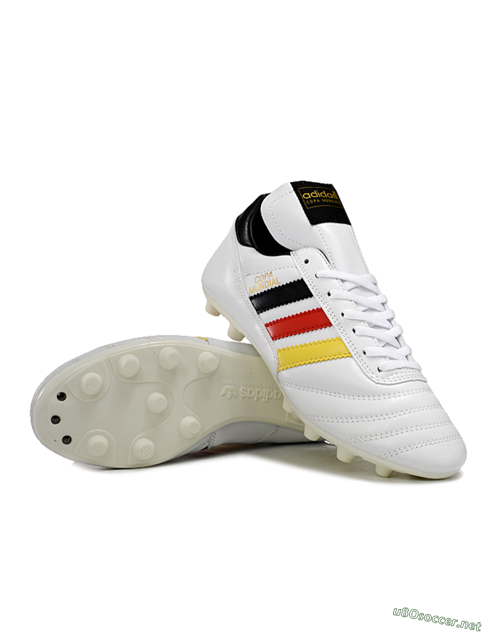 Men's Adidas Mundial Team Astro TF Football Shoes - White/Black/Red/Yellow 3