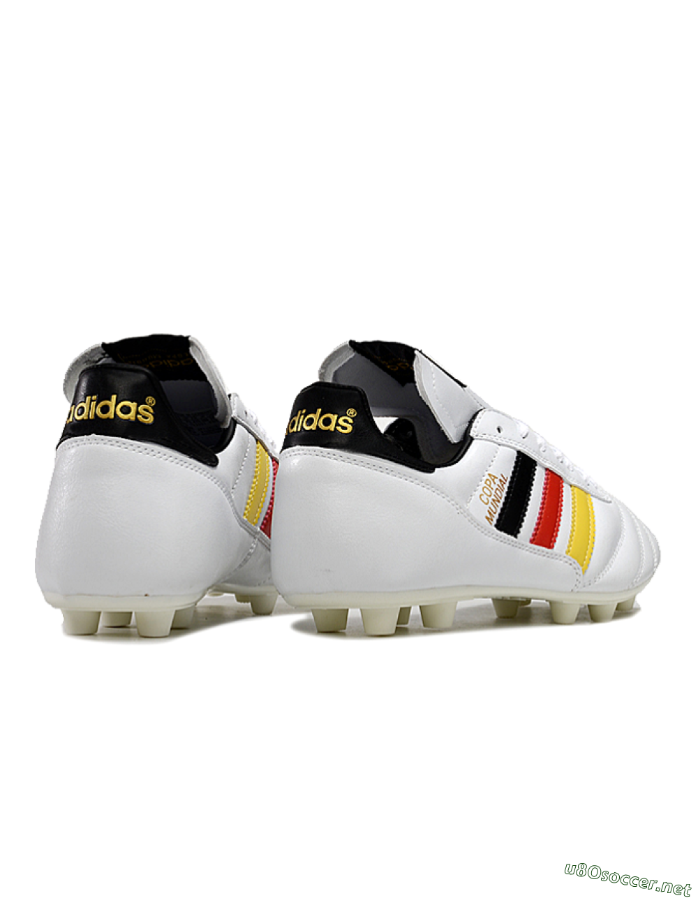 Men's Adidas Mundial Team Astro TF Football Shoes - White/Black/Red/Yellow 6