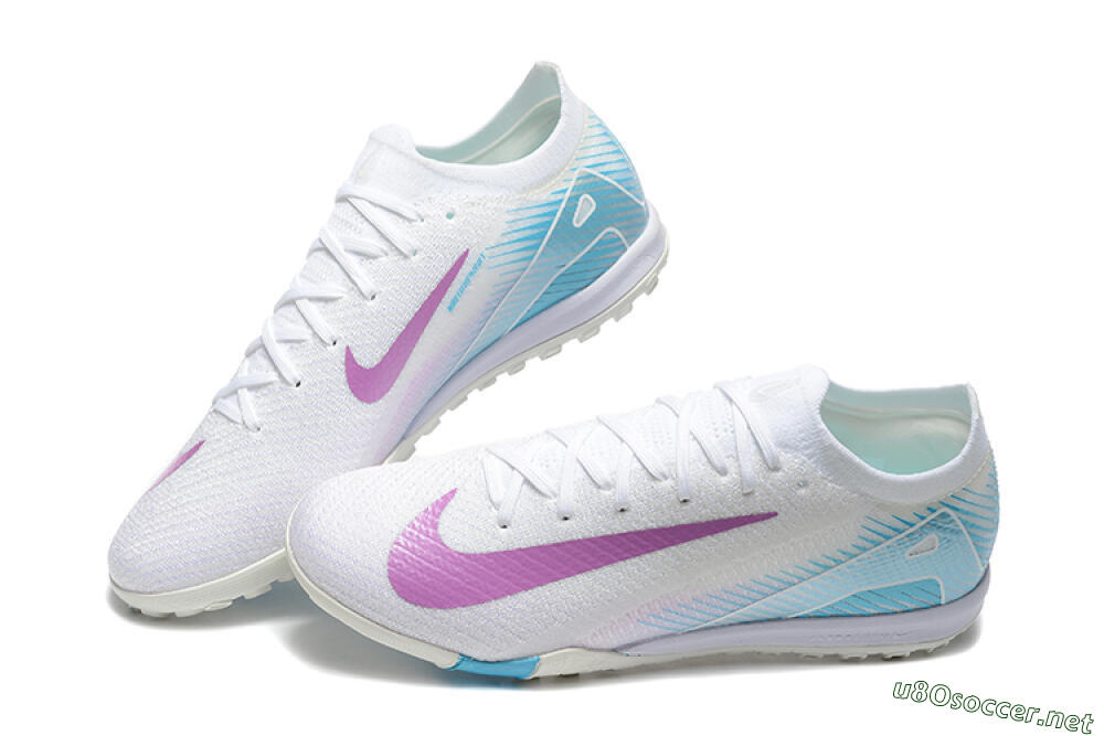 Men's Nike Air Zoom Mercurial Vapor 16 Elite TF Football Shoes - White/Purple/Blue 6