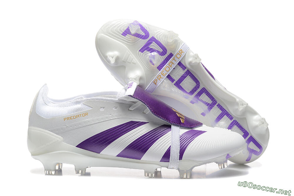 Men's Adidas Predator Accuracy Elite Foldover Tongue FG Football Boots - White/Purple/Gold 2