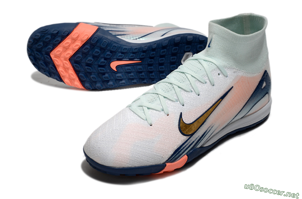Unisex Nike Air Zoom Mercurial Superfly 10 Elite TF Football Shoes - Jade/Gold/Pink 3