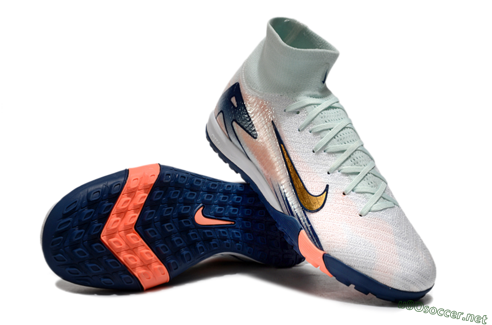 Unisex Nike Air Zoom Mercurial Superfly 10 Elite TF Football Shoes - Jade/Gold/Pink 4
