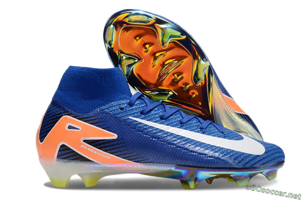 Unisex Nike Air Zoom Mercurial Superfly 10 Elite FG Football Boots - Blue/White/Orange/Gold 2
