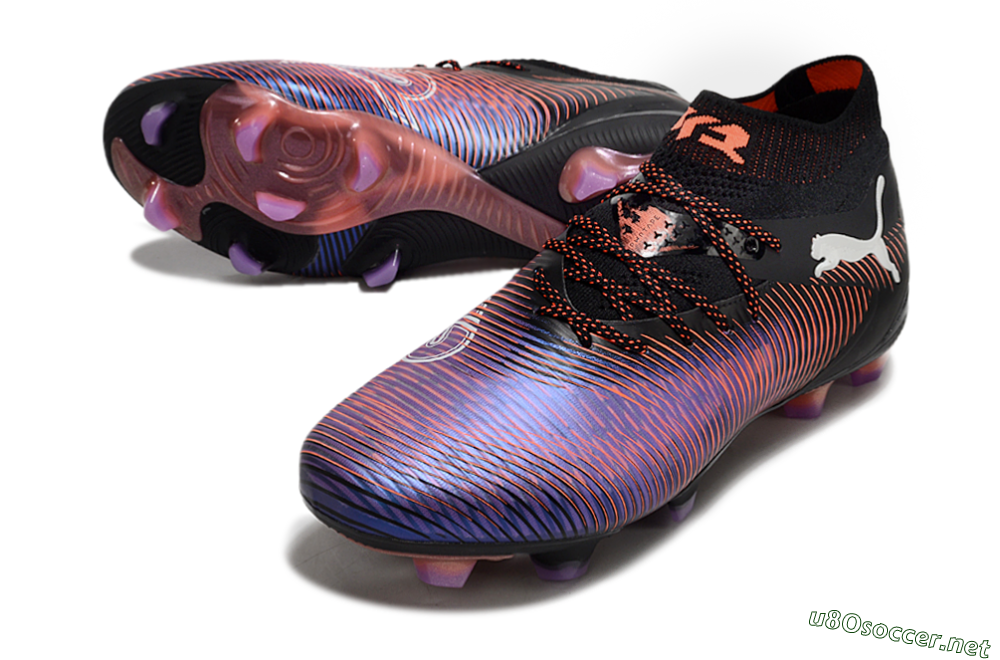 Men's Puma Future 8 Ultimate FG Football Boots - Black/Purple/Red 3