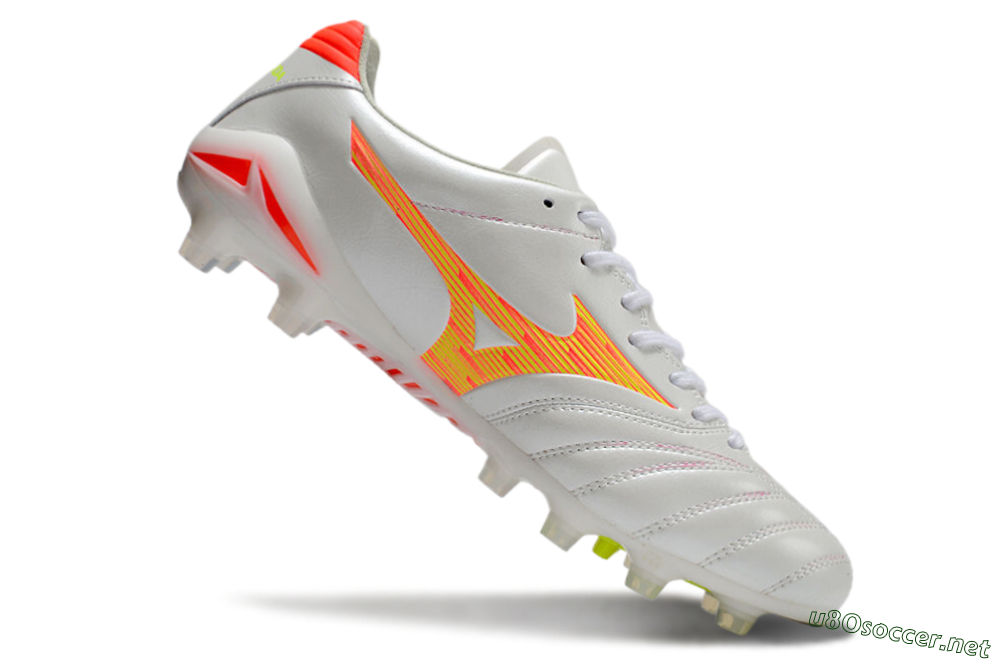 Men's Mizuno Morelia Neo 4 FG Football Boots - White/Red/Yellow 4